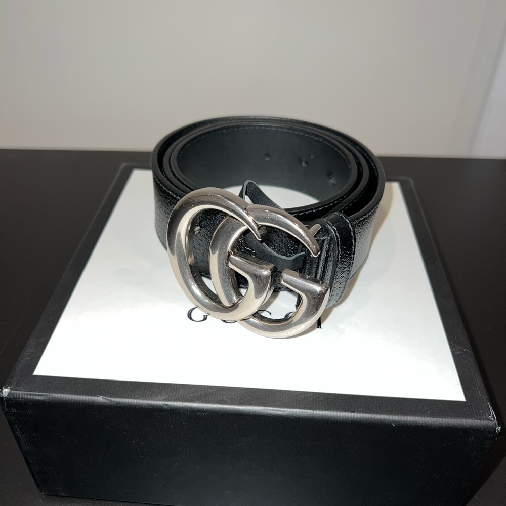Mens or Womens Black Leather Gucci Belt